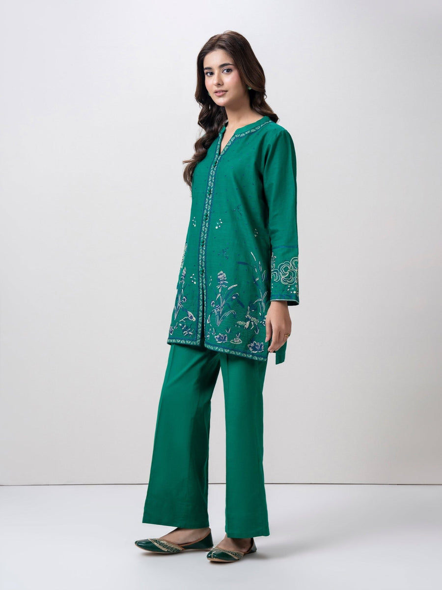 Slub Khaddar Co - ord Set - Embroidered - Pehnaawaa