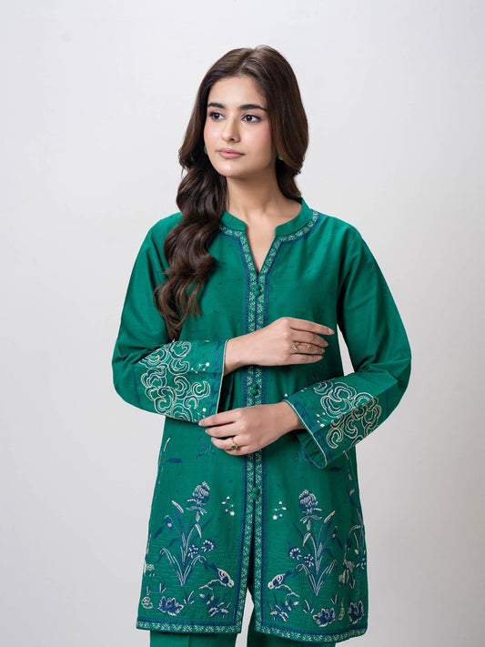 Slub Khaddar Co - ord Set - Embroidered - Pehnaawaa