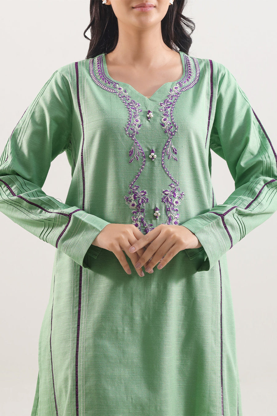Solid Embroidered Khaddar Stitched 2 Piece (Shirt/Trouser)