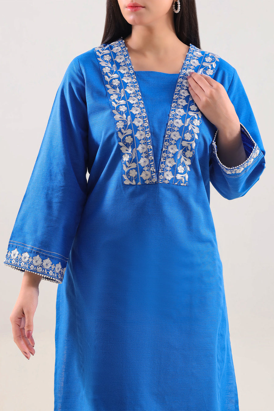 Solid Embroidered Khaddar Stitched 2 Piece (Shirt/Trouser) - Pehnaawaa