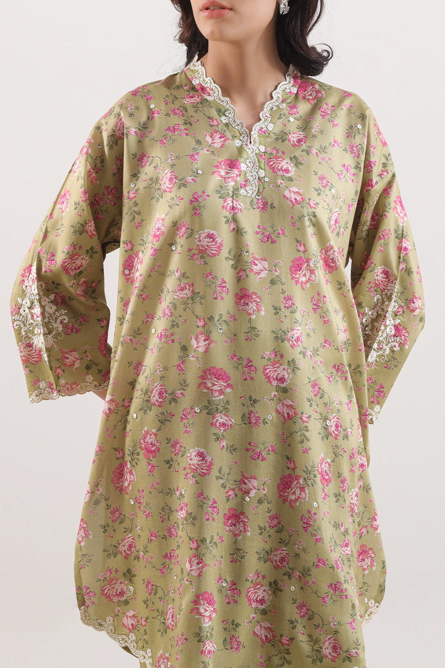 Printed Embroidered Arabic Lawn Stitched 2 Piece (Shirt/Trouser) - Pehnaawaa