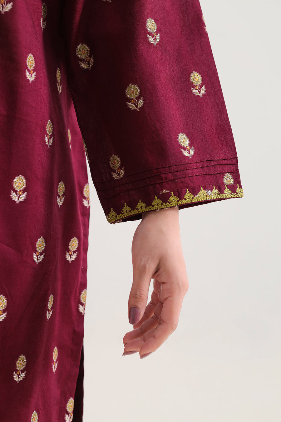 Embroidered Cotton Jacquard Stitched 2 Piece (Shirt/Trouser) - Pehnaawaa