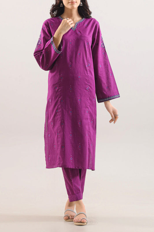 Embroidered Cotton Jacquard Stitched 2 Piece (Shirt/Trouser) - Pehnaawaa