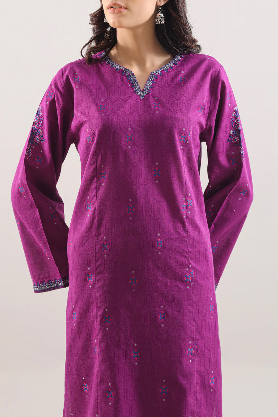 Embroidered Cotton Jacquard Stitched 2 Piece (Shirt/Trouser) - Pehnaawaa