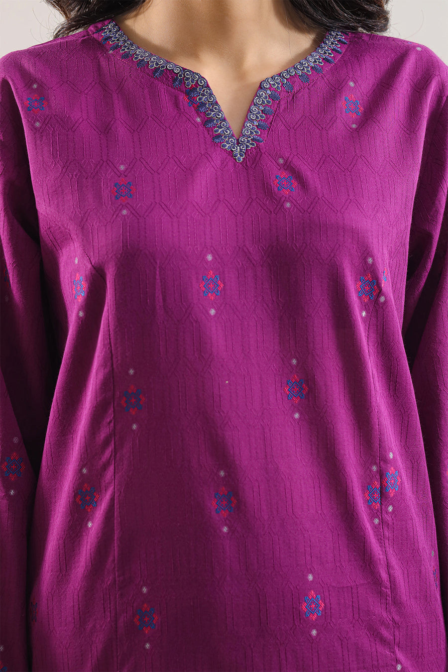 Embroidered Cotton Jacquard Stitched 2 Piece (Shirt/Trouser) - Pehnaawaa