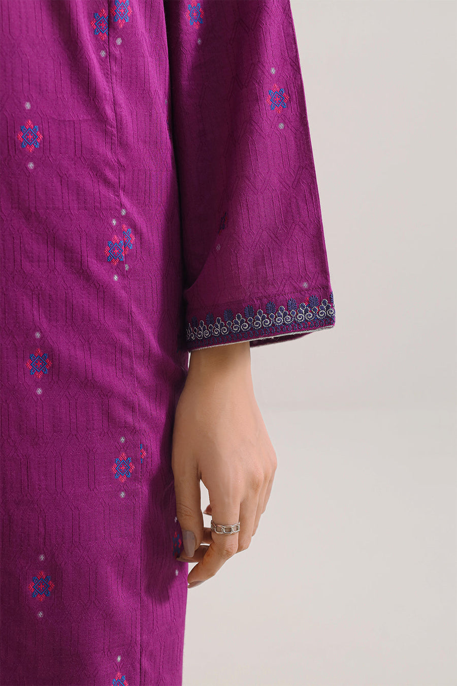 Embroidered Cotton Jacquard Stitched 2 Piece (Shirt/Trouser) - Pehnaawaa