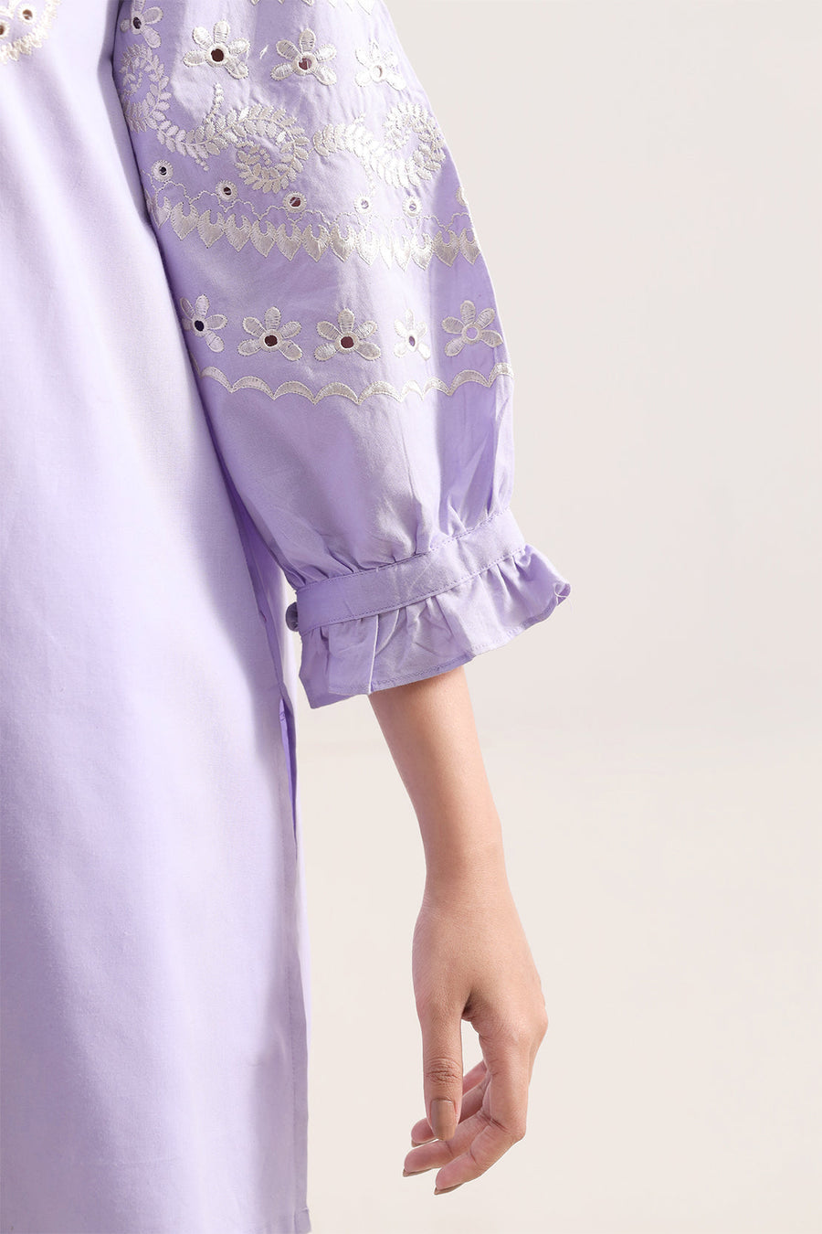 Solid Embroidered Poplin Stitched 2 piece (Shirt/Trouser) - Pehnaawaa