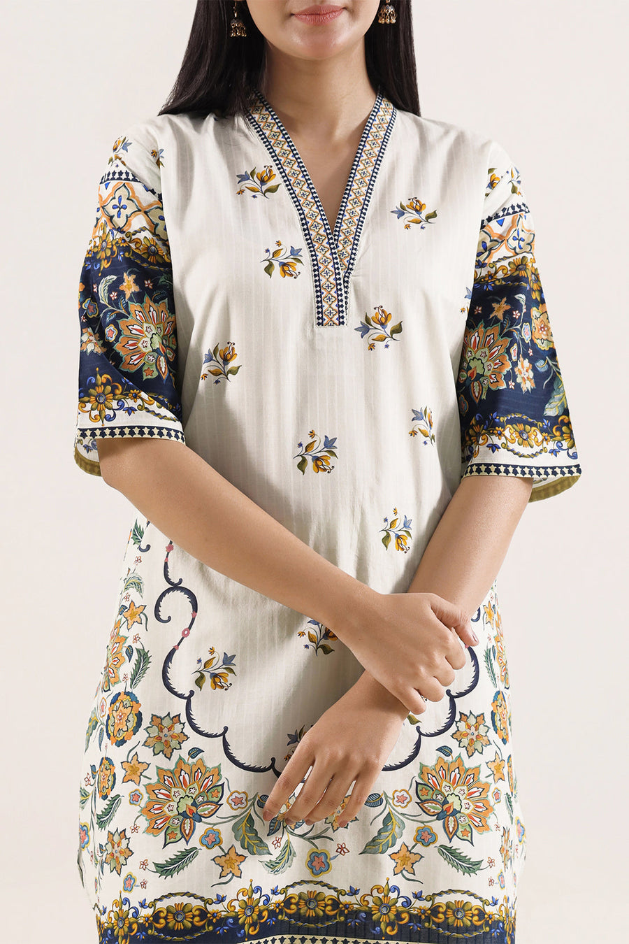 Printed Strip Lawn Stitched Shirt - Pehnaawaa