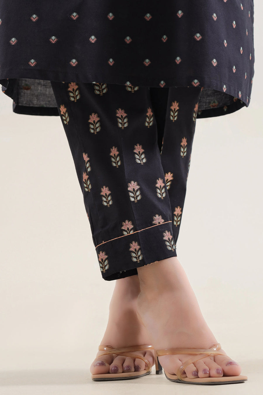 Black Cotton Printed | Stitched