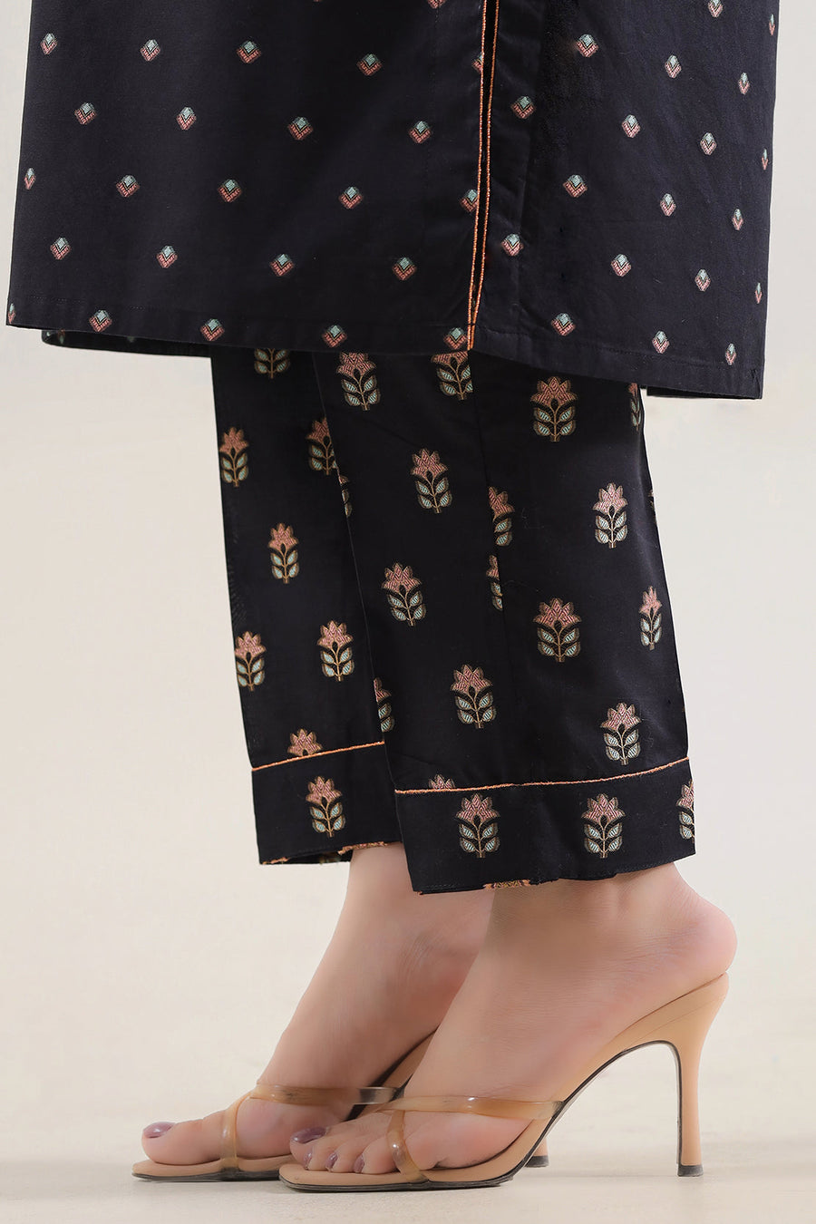 Black Cotton Printed | Stitched