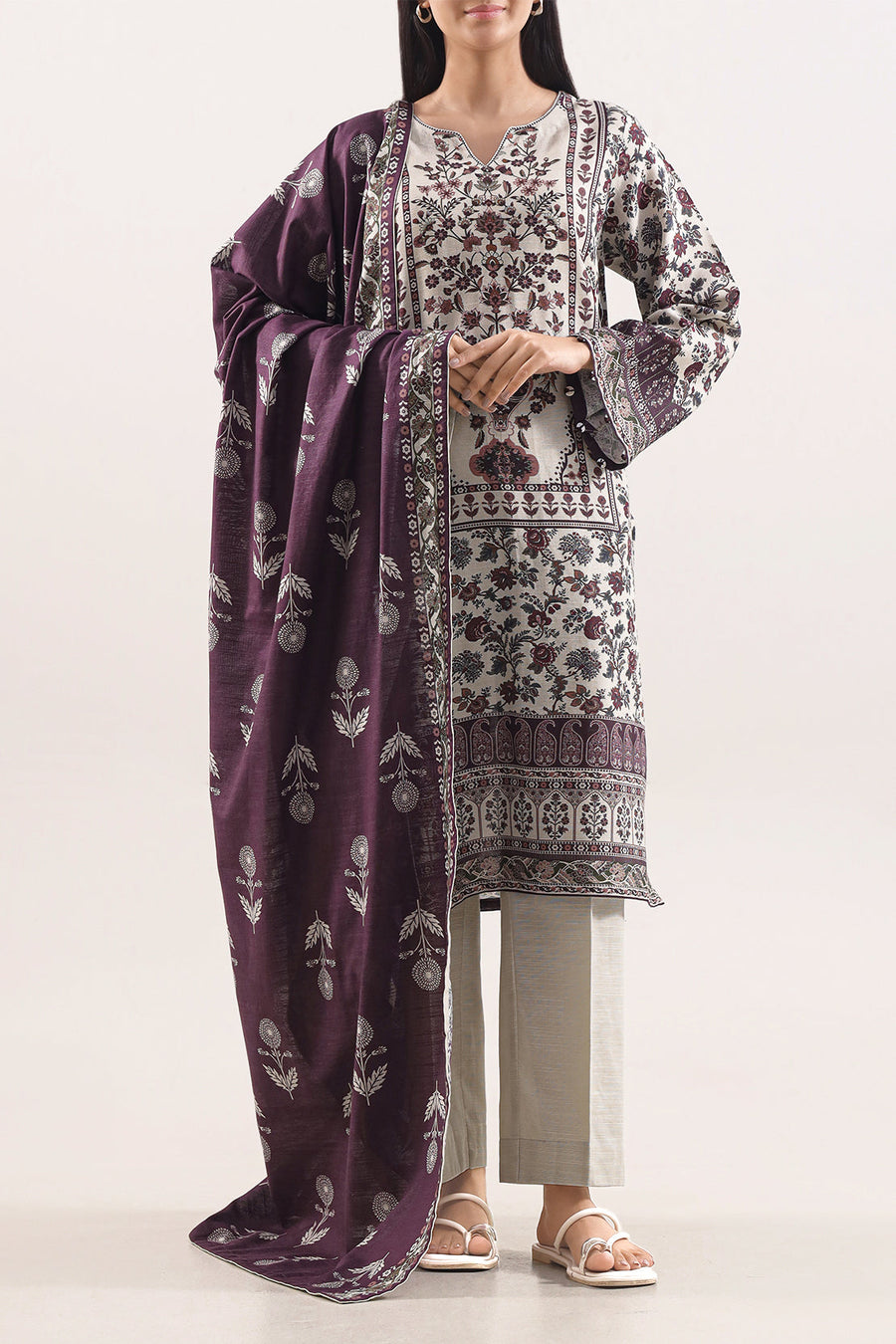 Printed Khaddar Stitched 2 Piece (Shirt/Trouser) - Pehnaawaa