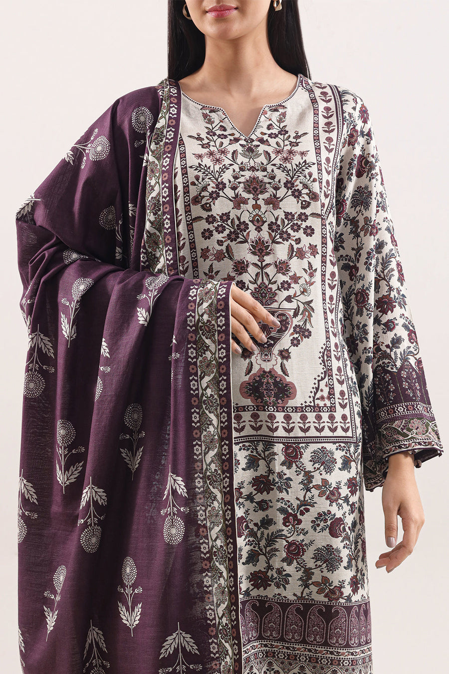 Printed Khaddar Stitched 2 Piece (Shirt/Trouser) - Pehnaawaa