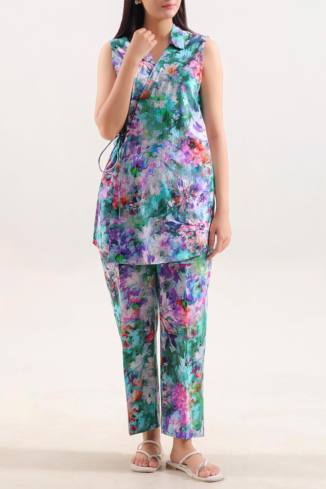 Printed Strip Lawn Stitched 2 Piece (Shirt/Trouser)