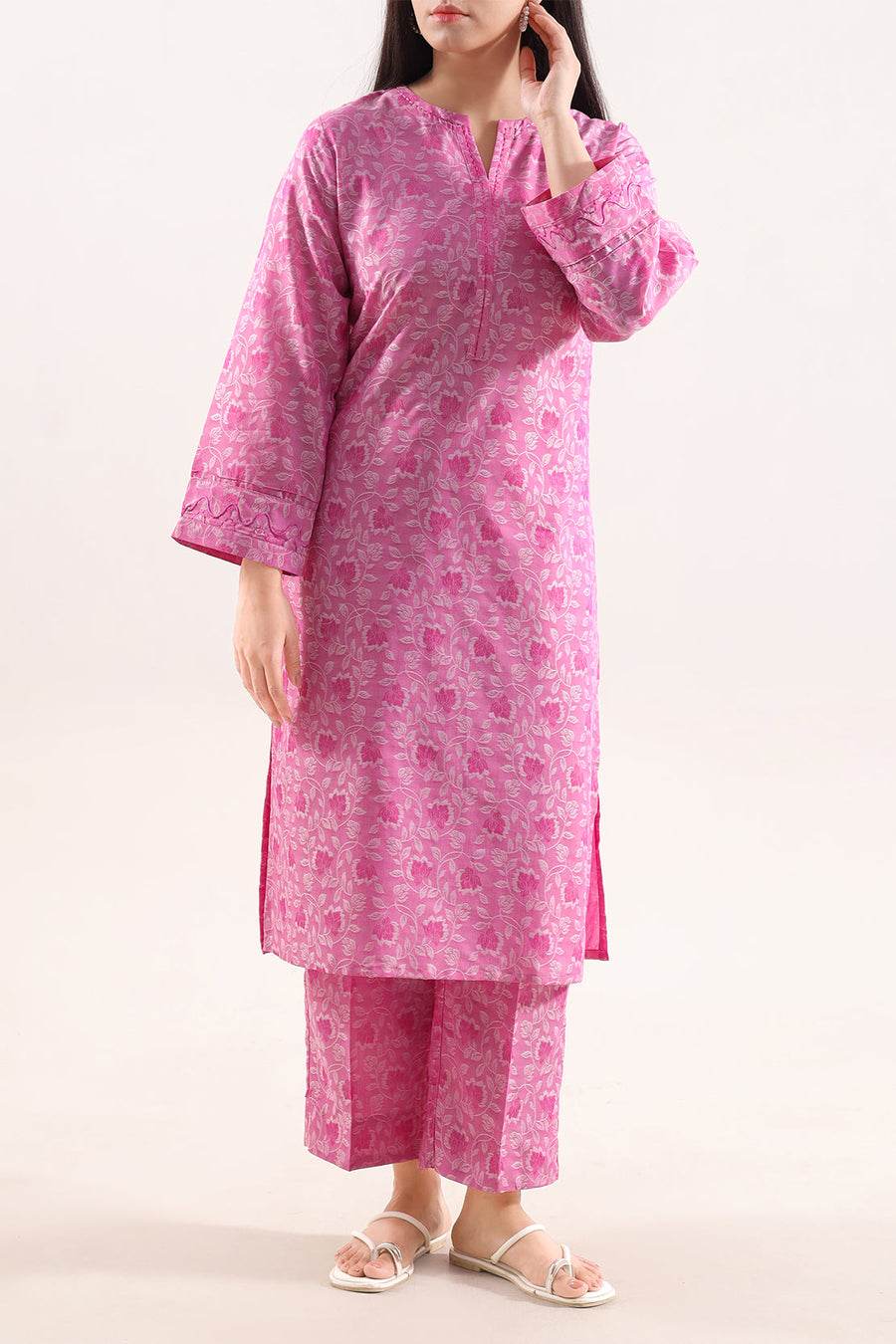 Embroidered Cotton Jacquard Stitched 2 Piece (Shirt/Trouser) - Pehnaawaa