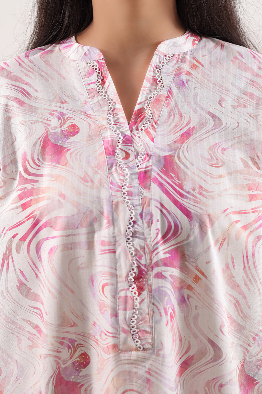 Printed Embroidered Self Strip Lawn Stitched 2 Piece (Shirt/Trouser) - Pehnaawaa