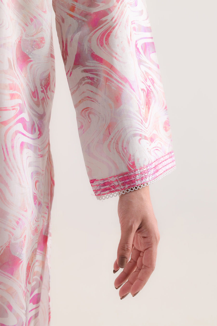 Printed Embroidered Self Strip Lawn Stitched 2 Piece (Shirt/Trouser) - Pehnaawaa