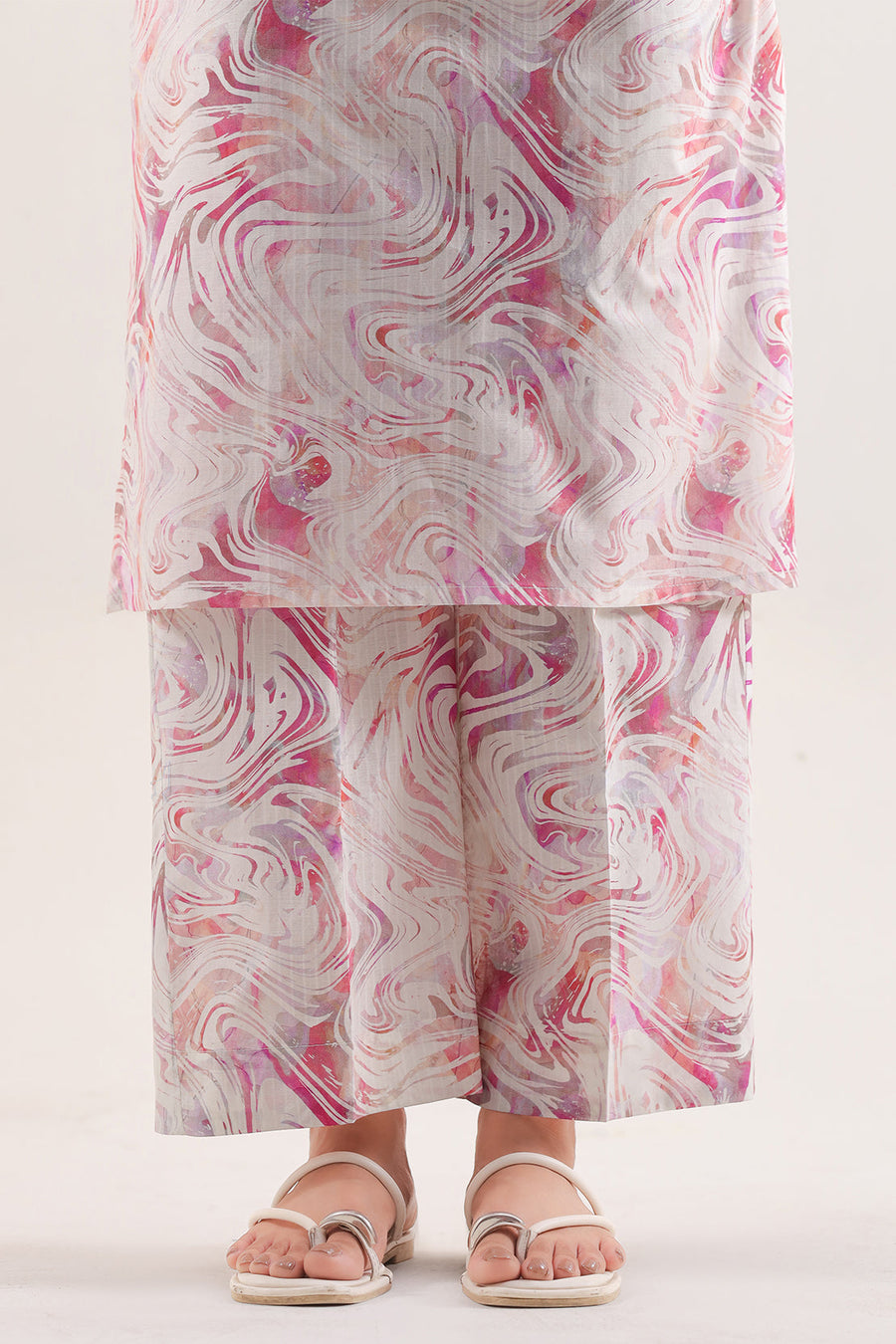 Printed Embroidered Self Strip Lawn Stitched 2 Piece (Shirt/Trouser) - Pehnaawaa