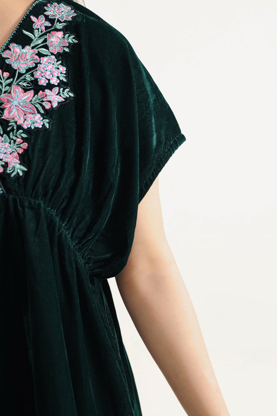 Green Velvet Embroidered | Stitched - Pehnaawaa