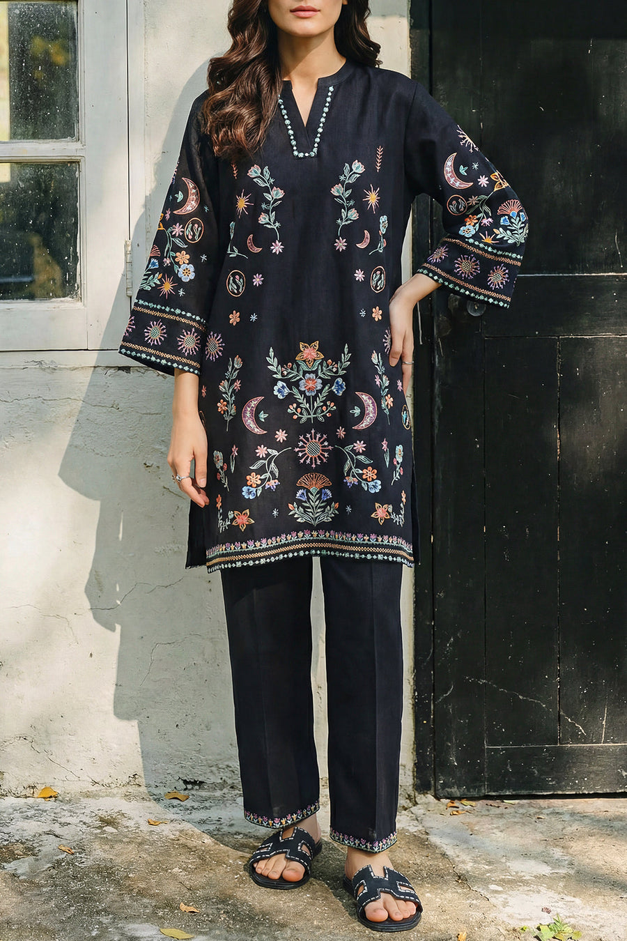 Black Embroidered | Stitched SP-12093 141643 ZI - Pehnaawaa