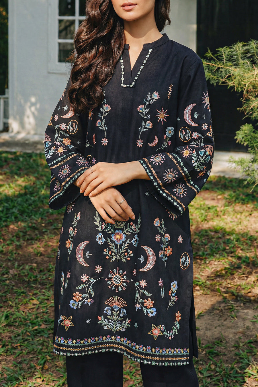 Black Embroidered | Stitched SP-12093 141643 ZI - Pehnaawaa