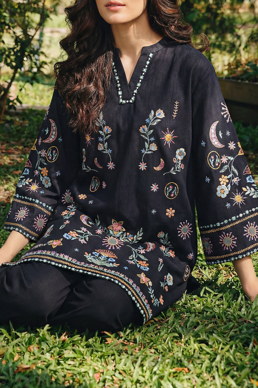 Black Embroidered | Stitched SP-12093 141643 ZI - Pehnaawaa