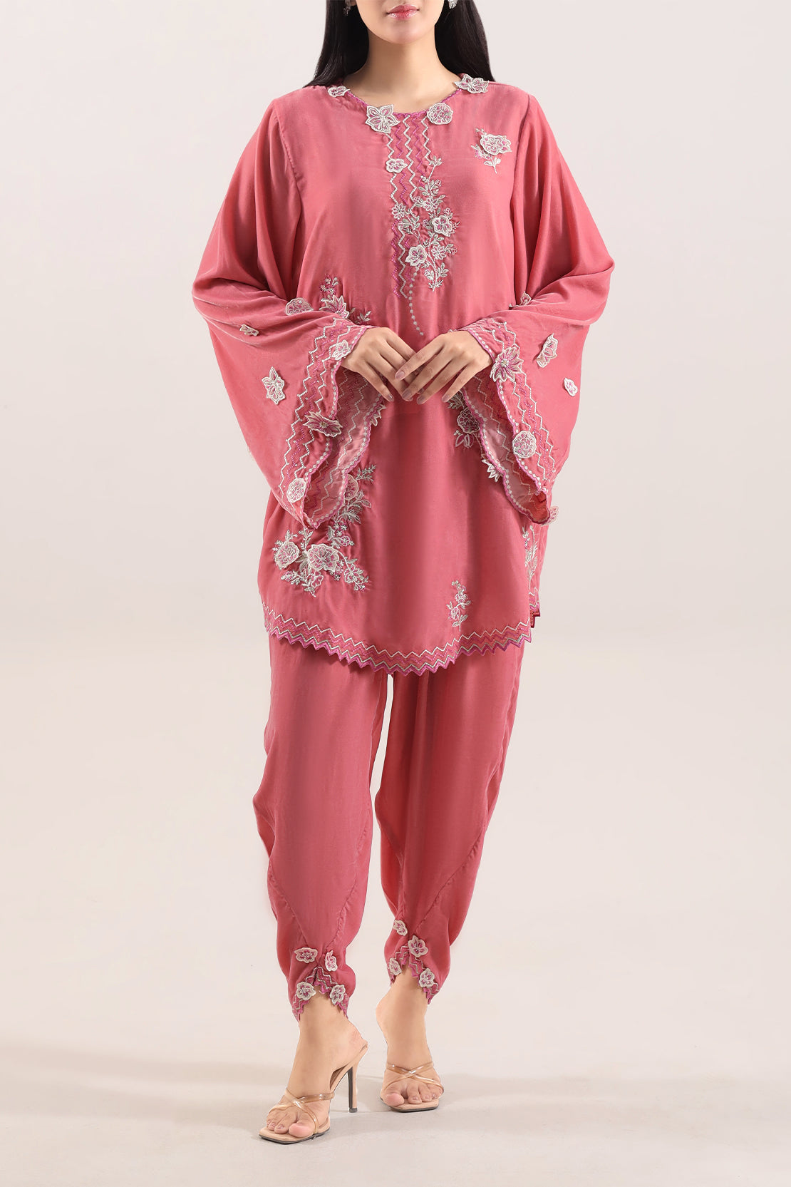 Solid Embroidered Velvet Stitched (Shirt/Trouser)