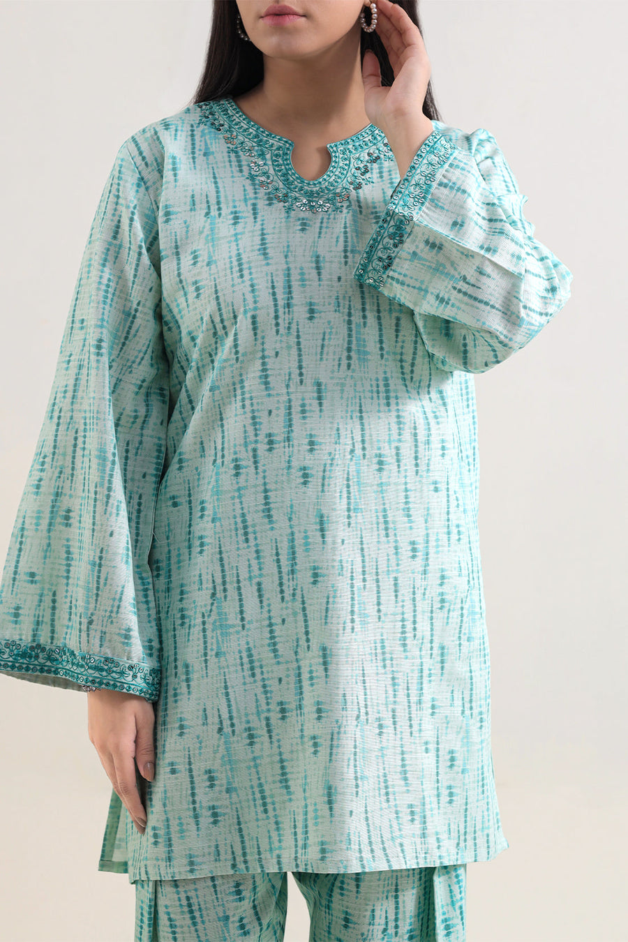Printed Embroidered Khaddar Stitched 2 Piece (Shirt/Trouser) - Pehnaawaa