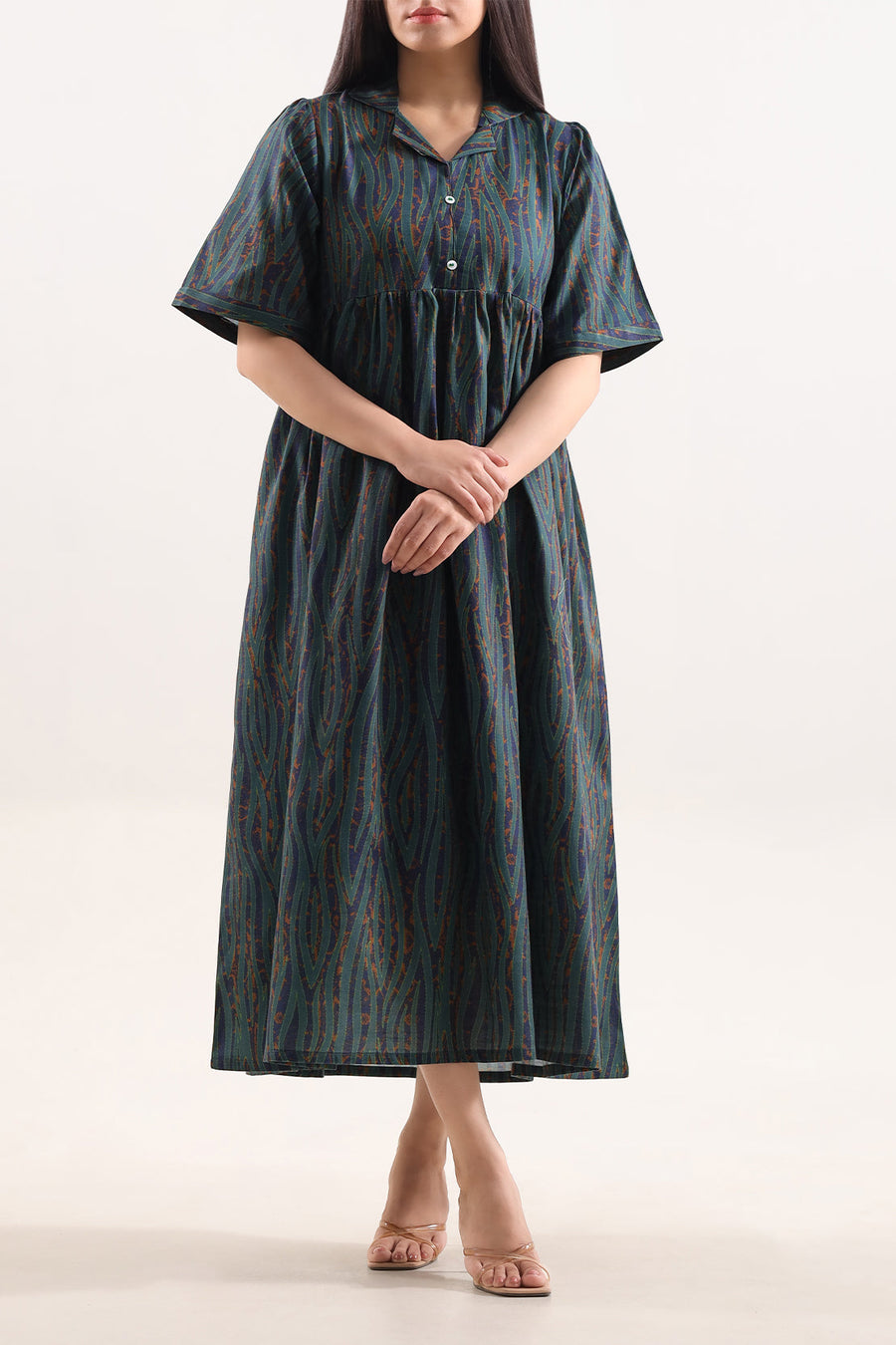 Printed Khaddar Stitched Dress - Pehnaawaa