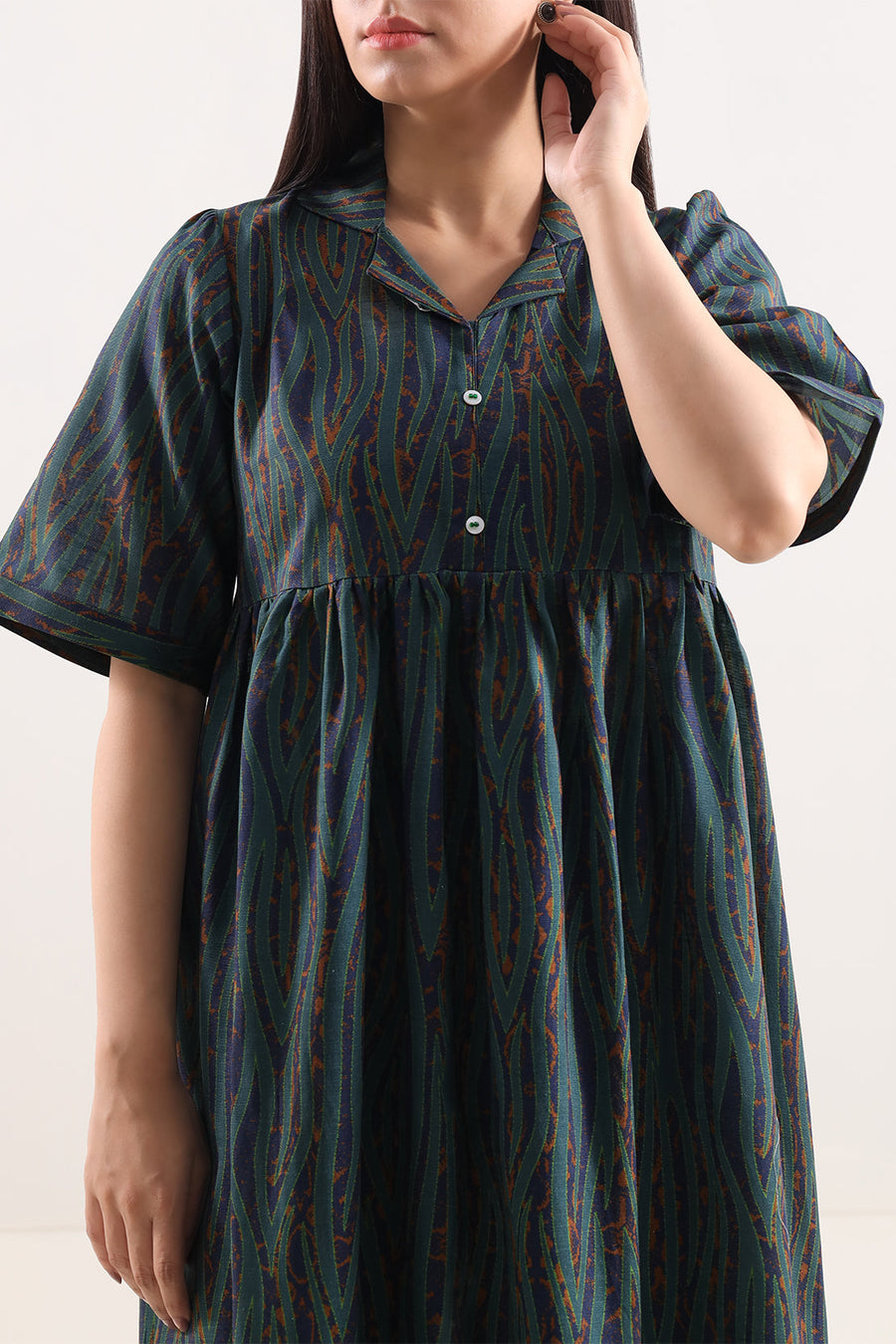 Printed Khaddar Stitched Dress - Pehnaawaa