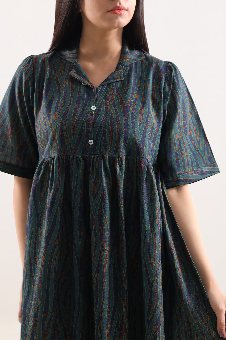 Printed Khaddar Stitched Dress - Pehnaawaa