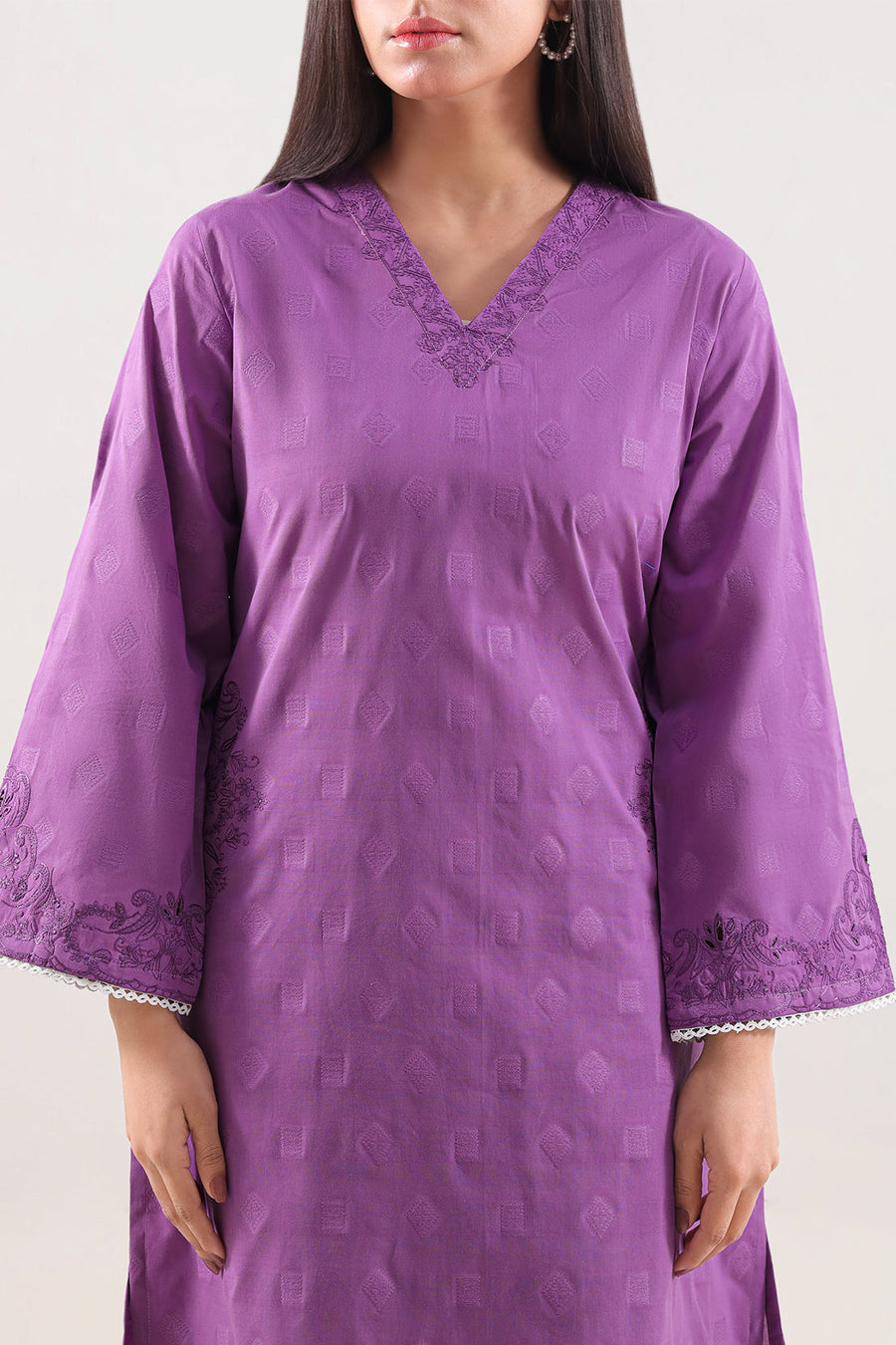 Embroidered Cotton Jacquard Stitched 2 Piece (Shirt/Trouser)
