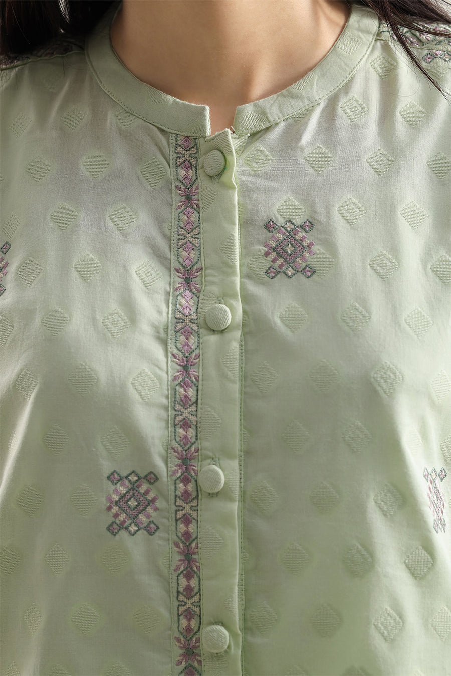 Embroidered Cotton Jacquard Stitched 2 Piece (Shirt/Trouser) - Pehnaawaa