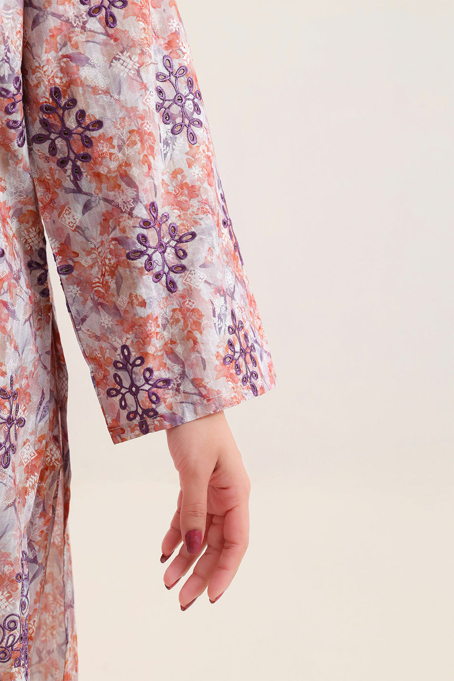 Printed Embroidered Self Strip Lawn Stitched 2 Piece (Shirt/Trouser) - Pehnaawaa