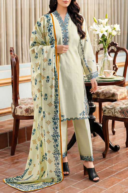 Solid Embroidered Khaddar Stitched 3 Piece - Pehnaawaa