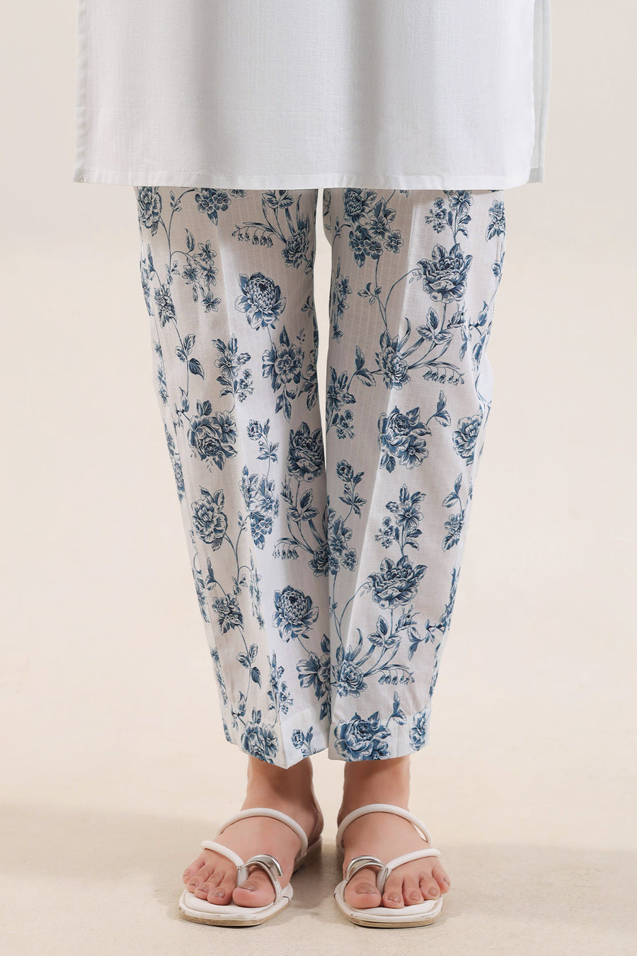 Printed Self Strip Lawn Stitched 2 Piece (Shirt/Trouser) - Pehnaawaa