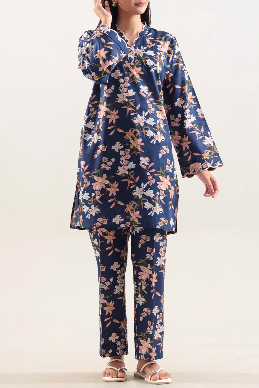 Printed Embroidered Strip Lawn Stitched 2 Piece (Shirt/Trouser) - Pehnaawaa