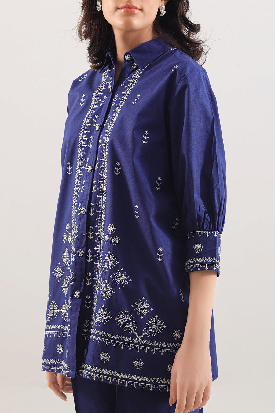 Solid Embroidered Poplin Stitched 2 piece (Shirt/Trouser) - Pehnaawaa