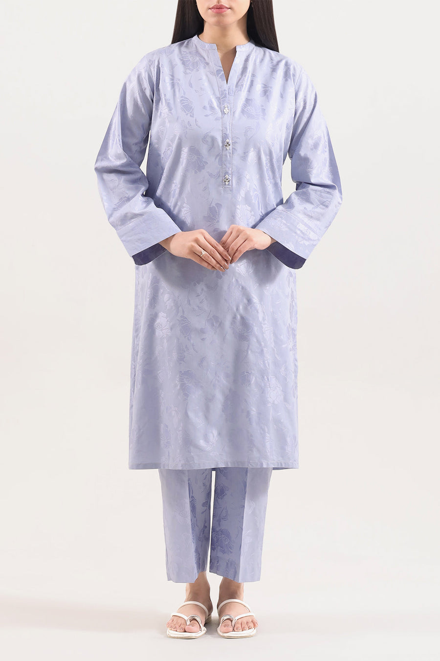 Cotton Jacquard Stitched 2 Piece (Shirt/Trouser) - Pehnaawaa