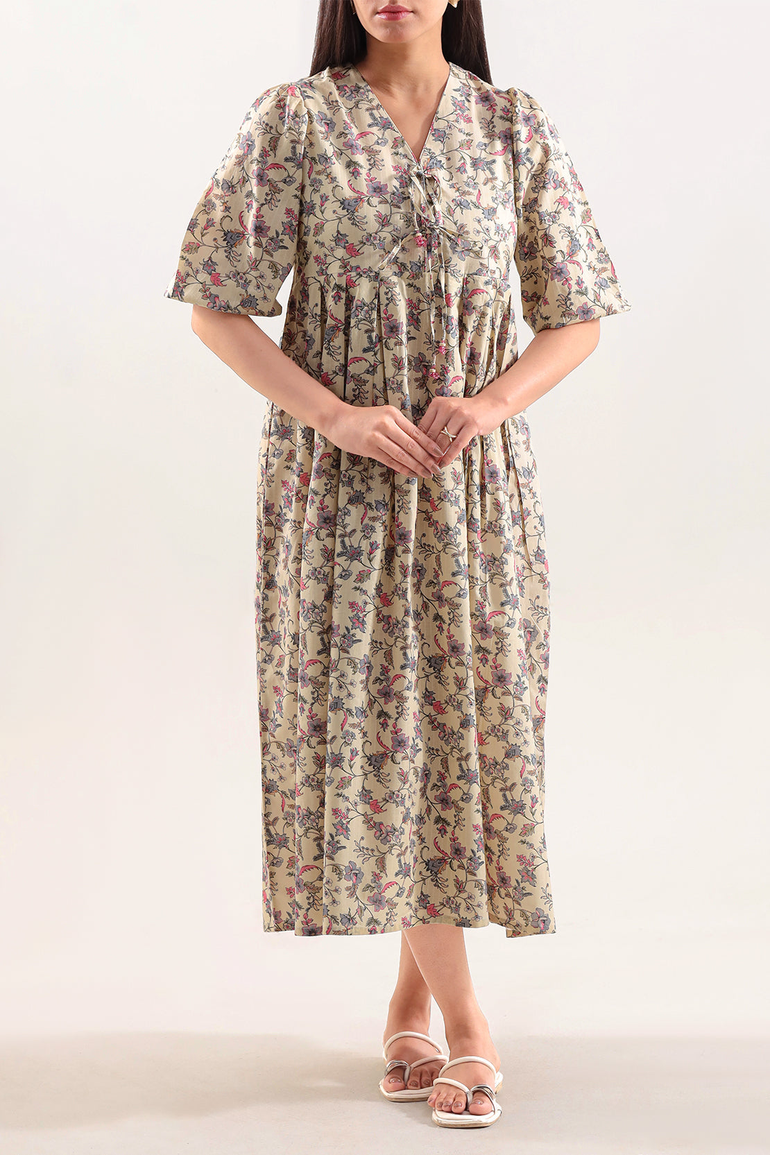 Printed Self Strip Lawn Stitched Dress