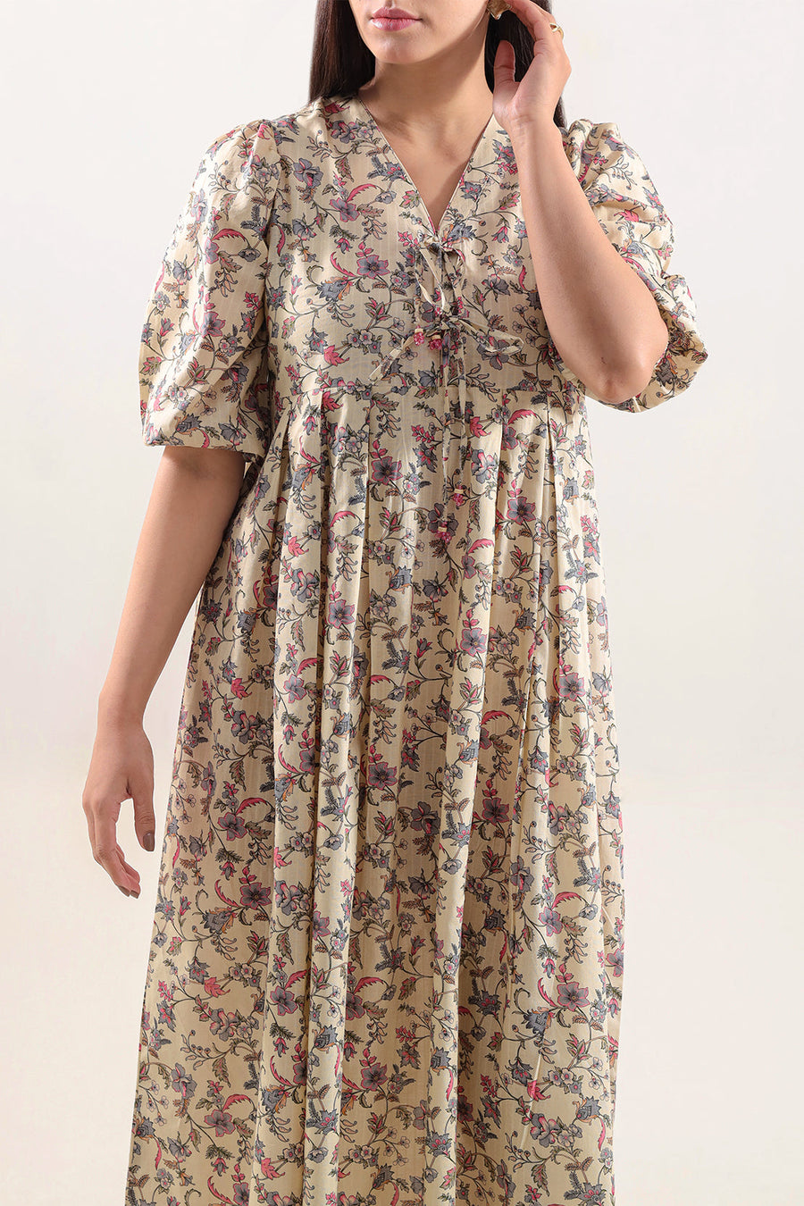 Printed Self Strip Lawn Stitched Dress - Pehnaawaa