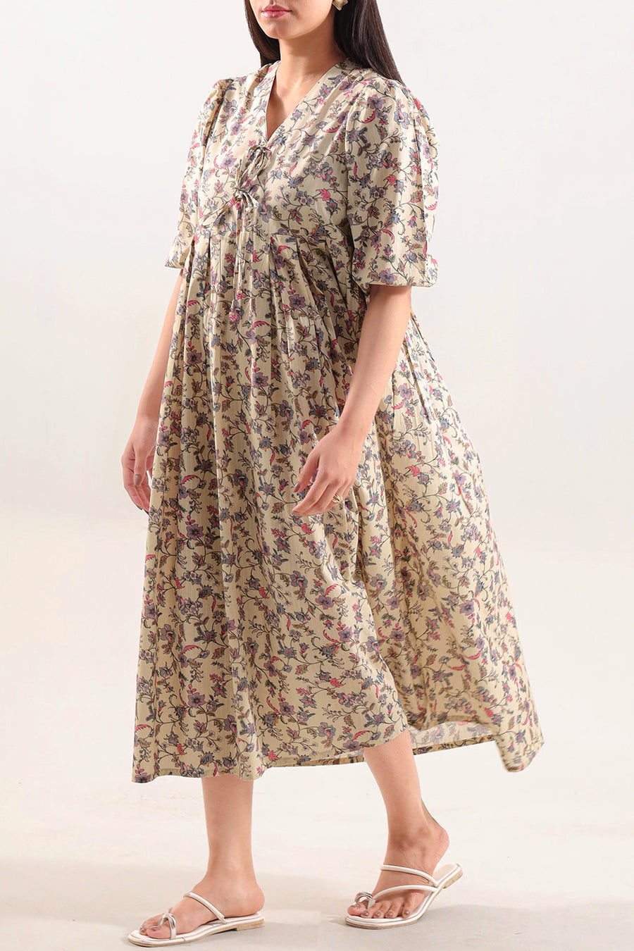 Printed Self Strip Lawn Stitched Dress - Pehnaawaa