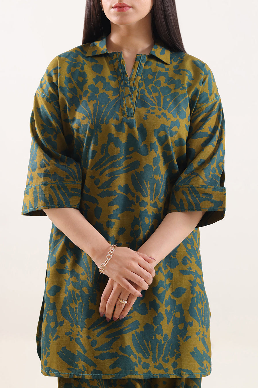Printed Khaddar Stitched 2 Piece (Shirt/Trouser) - Pehnaawaa