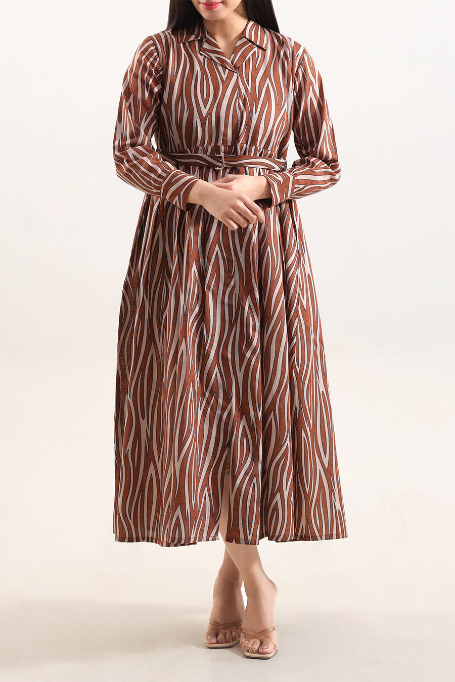 Printed Khaddar Stitched Dress - Pehnaawaa