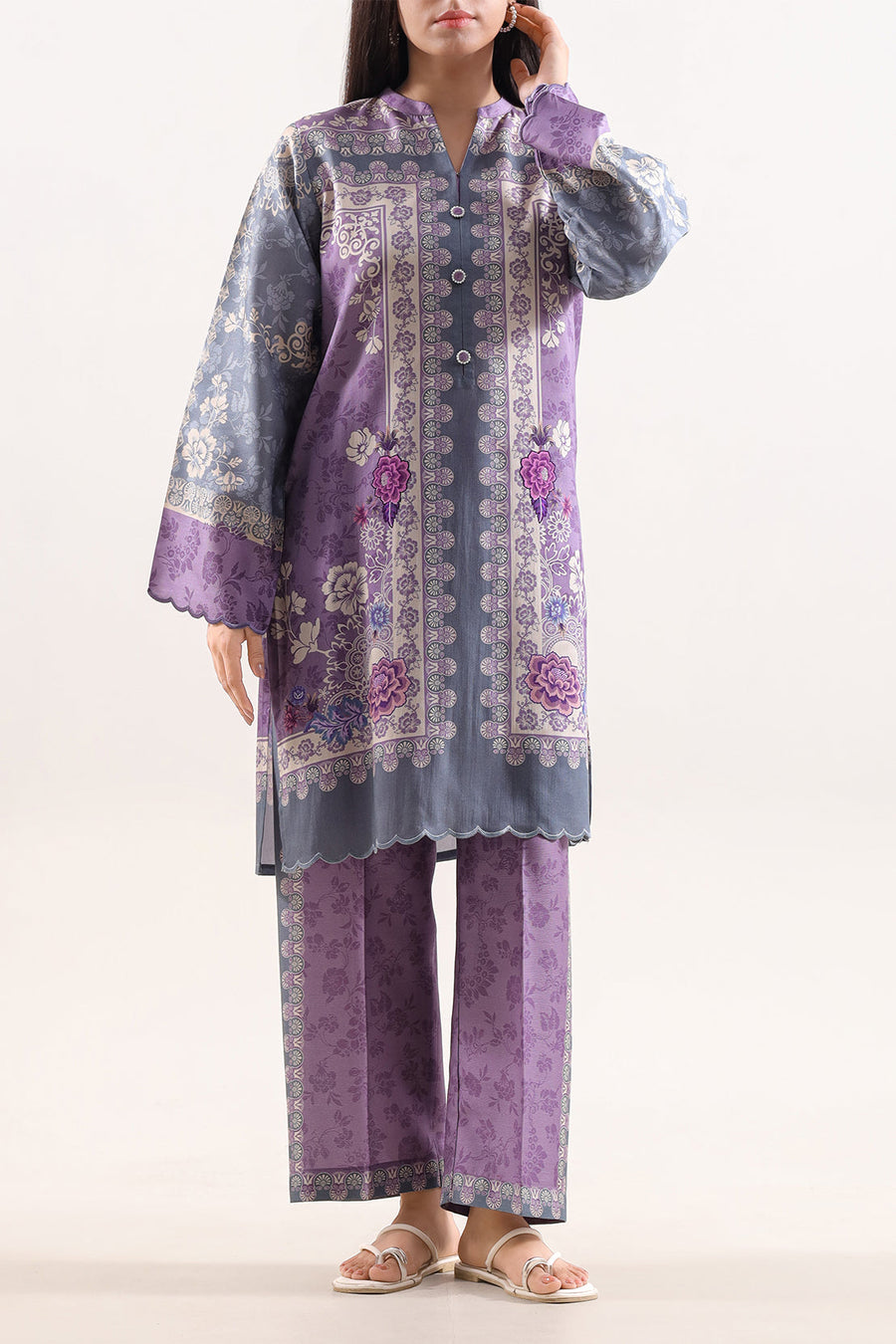 Printed Corduroy Stitched 2 Piece (Shirt/Trouser) - Pehnaawaa