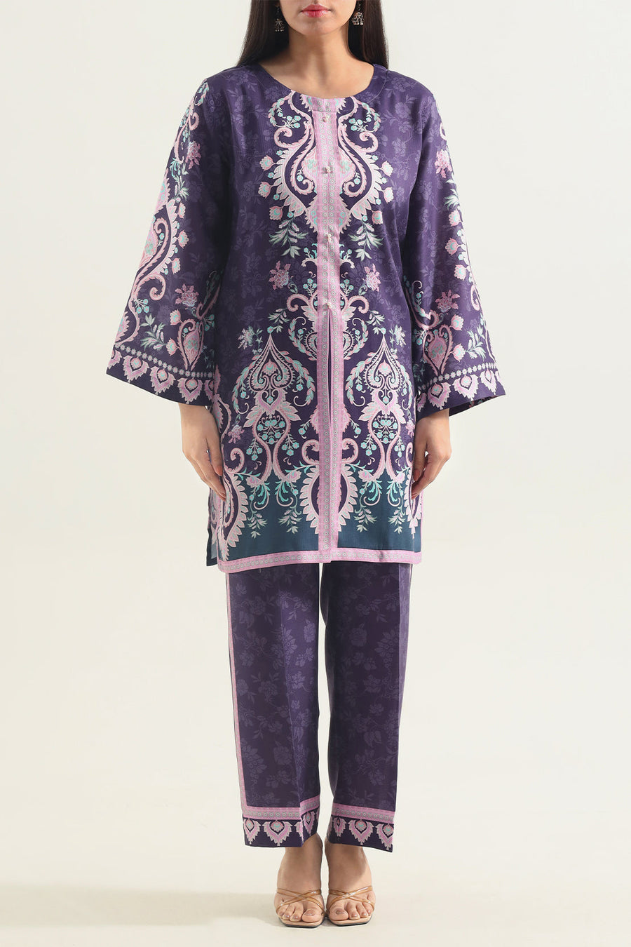 Purple Printed | Stitched - Pehnaawaa