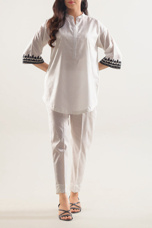 Embroidered Cotton Jacquard Stitched 2 Piece (Shirt/Trouser) - Pehnaawaa