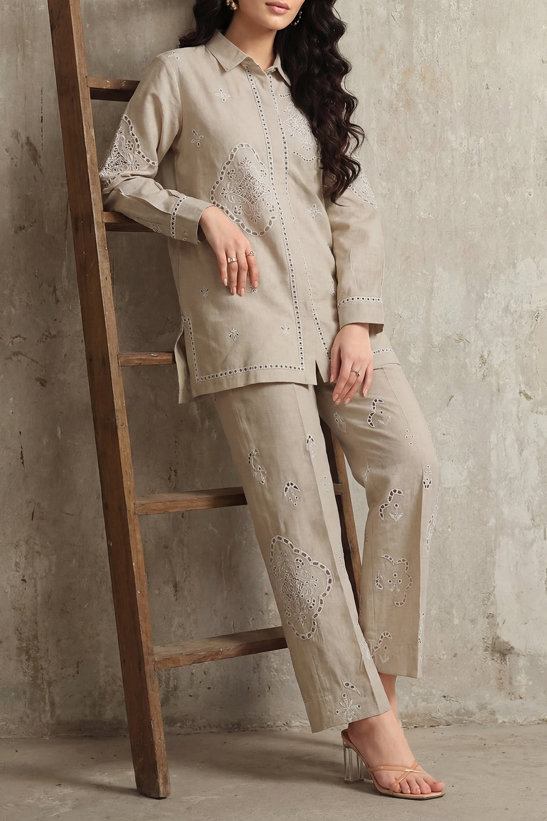 Beige Cotton Embroidered | Stitched SP-9737 138669