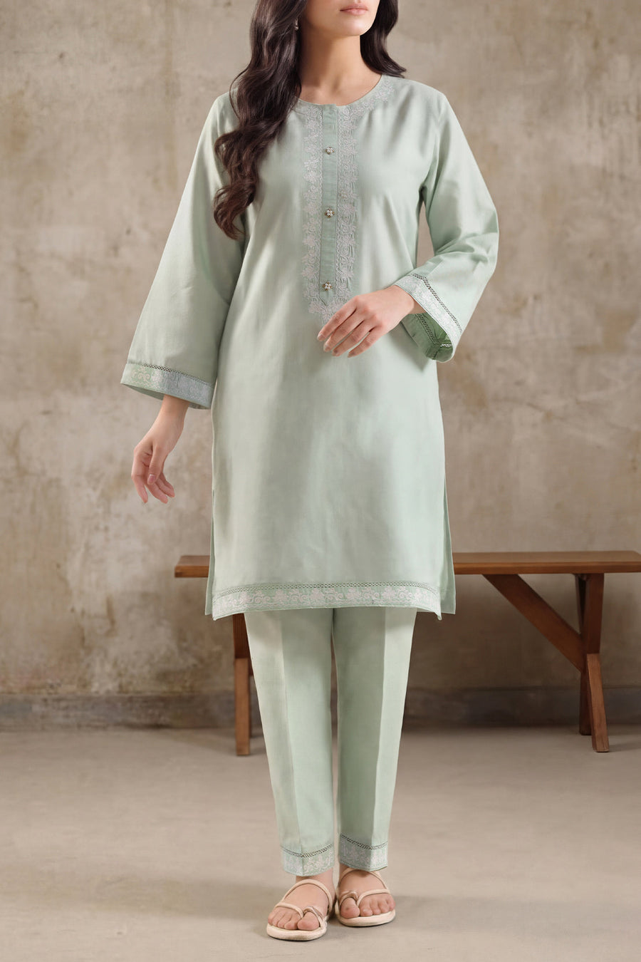 Sea Green Cotton Embroidered | Stitched SP-9742 135554 - Pehnaawaa