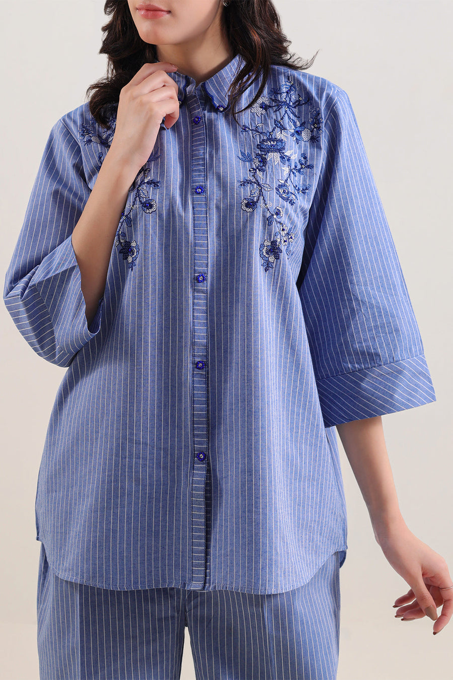 Solid Embroidered Yarn Dyed Stitched 2 Piece (Shirt/Trouser) - Pehnaawaa