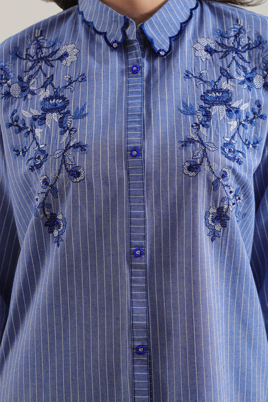 Solid Embroidered Yarn Dyed Stitched 2 Piece (Shirt/Trouser) - Pehnaawaa